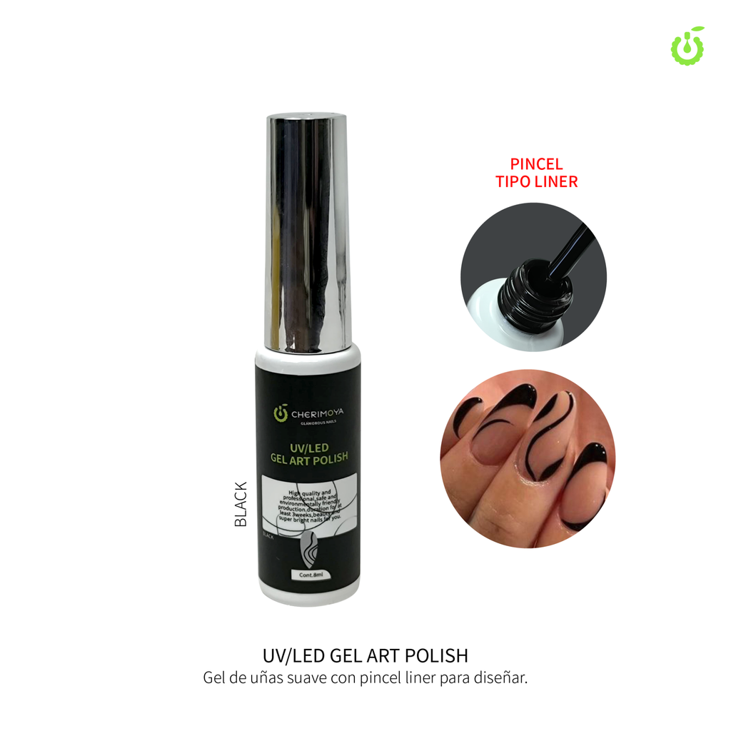[CH104-02 | CH-97] Gel Art Polish 8ml Semi para nail art Negro___Pack X12