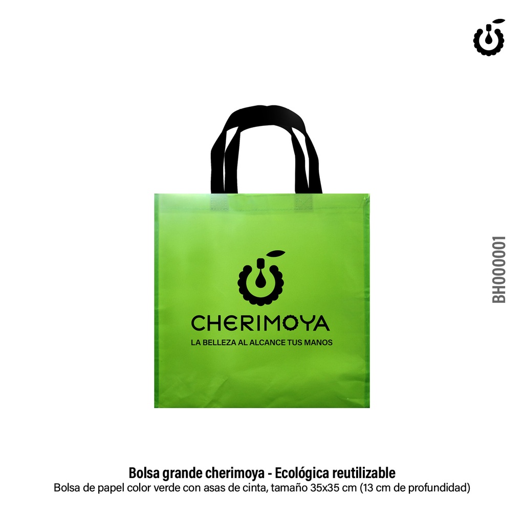 [BH000001] Bolsa Ecologica verde 30×30 mediana___Pack