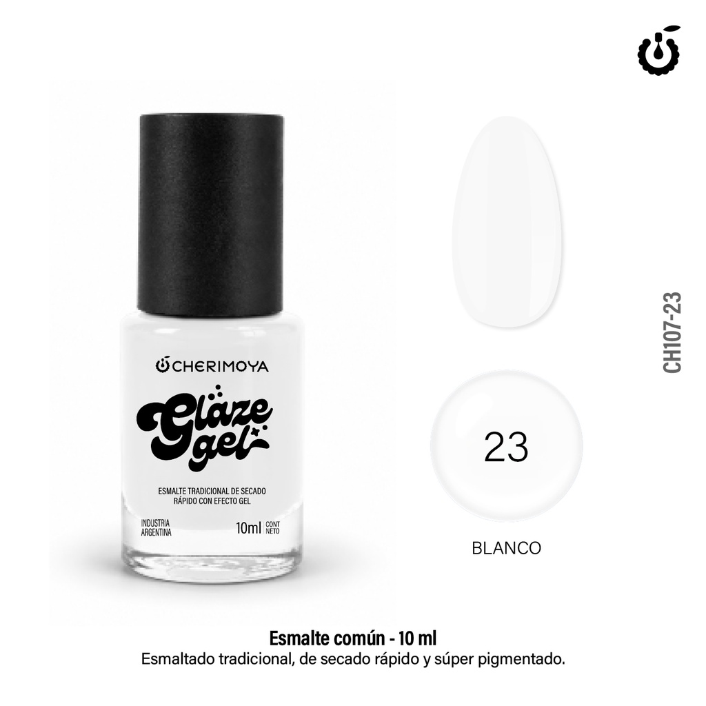 ESMALTE EN GEL GLAZE 10ML cherimoya BLANCO___Pack X8
