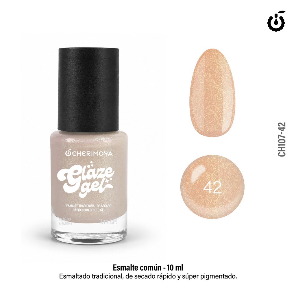 ESMALTE EN GEL GLAZE 10ML cherimoya___Pack X8