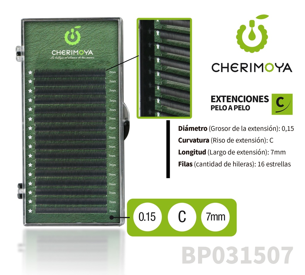 Extensión de pestañas pelo por pelo 0.15C-7MM___Pack X10U