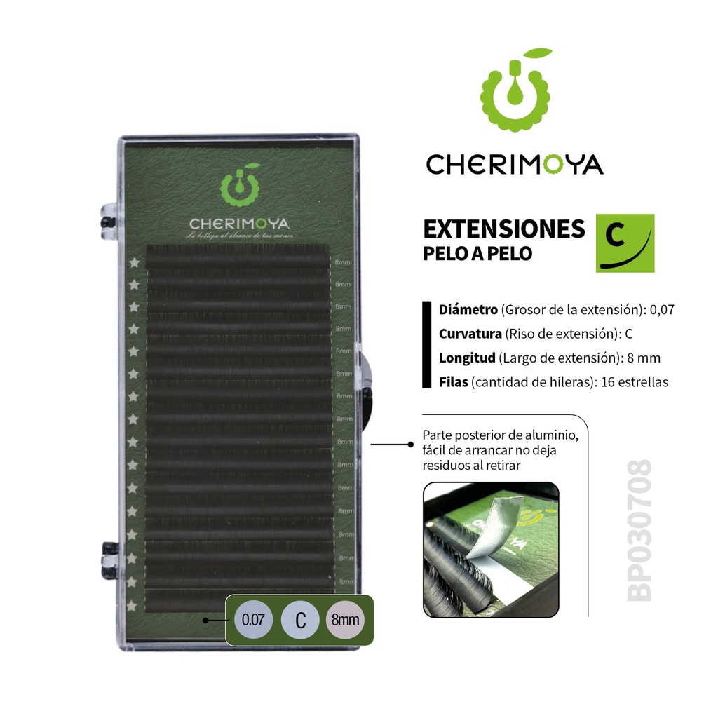Extensión de pestañas pelo por pelo 0.07C -8MM___Pack X10U