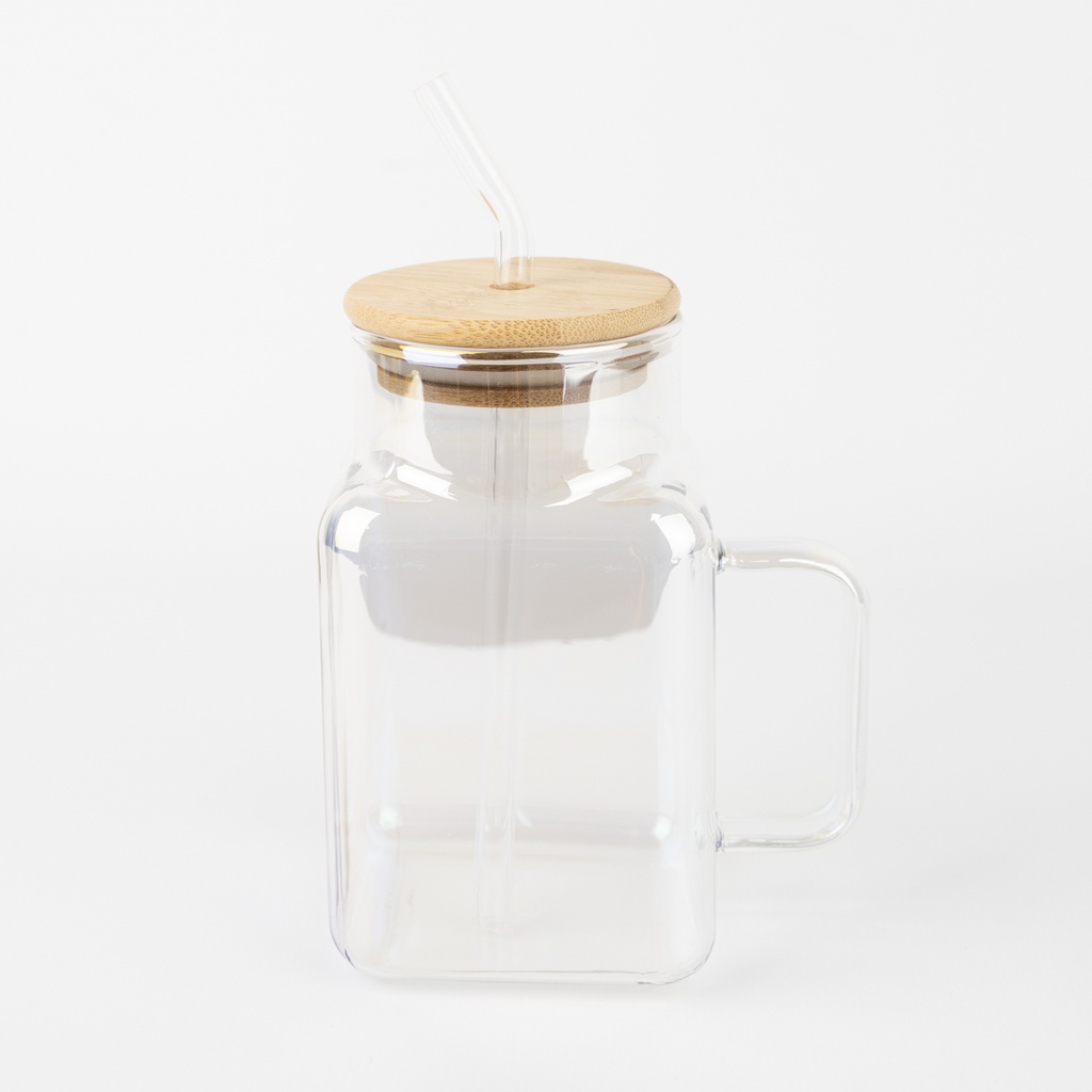 VASO DE VIDRIO CON TAPA Y SORBETE CITY GIRL – 620ML