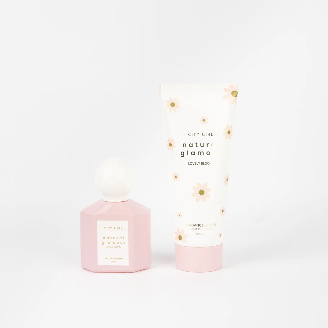 KIT DE PERFUME CON CREMA CORPORAL NATURAL GLAMOUR LOVELY BLOOM – 2PCS