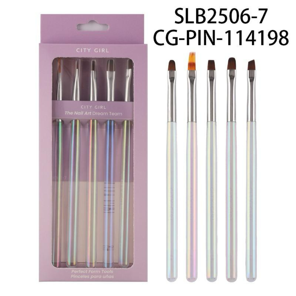 SET DE PINCELES NAIL ART CITY GIRL – 5PCS