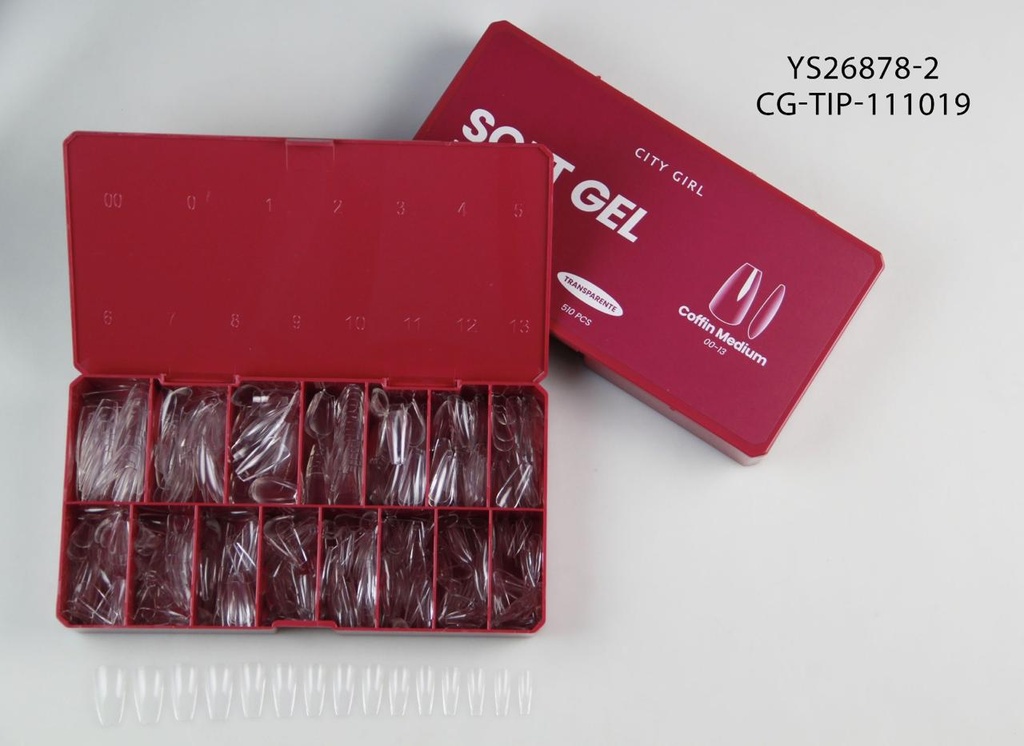 SOFT GEL TIPS PRO COFFIN MEDIUM 510PCS CITY GIRL