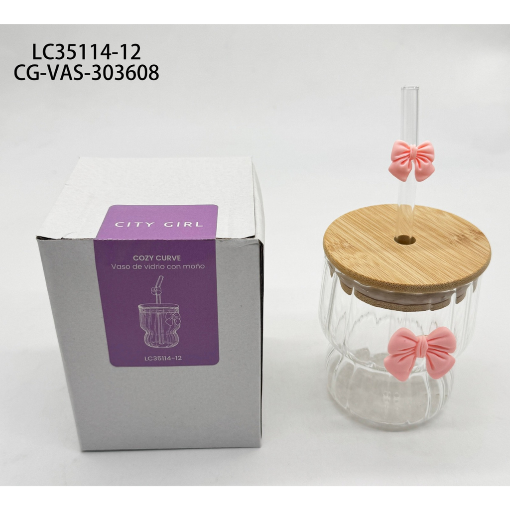 VASO DE VIDRIO CON MOÑO CITY GIRL – 260ML