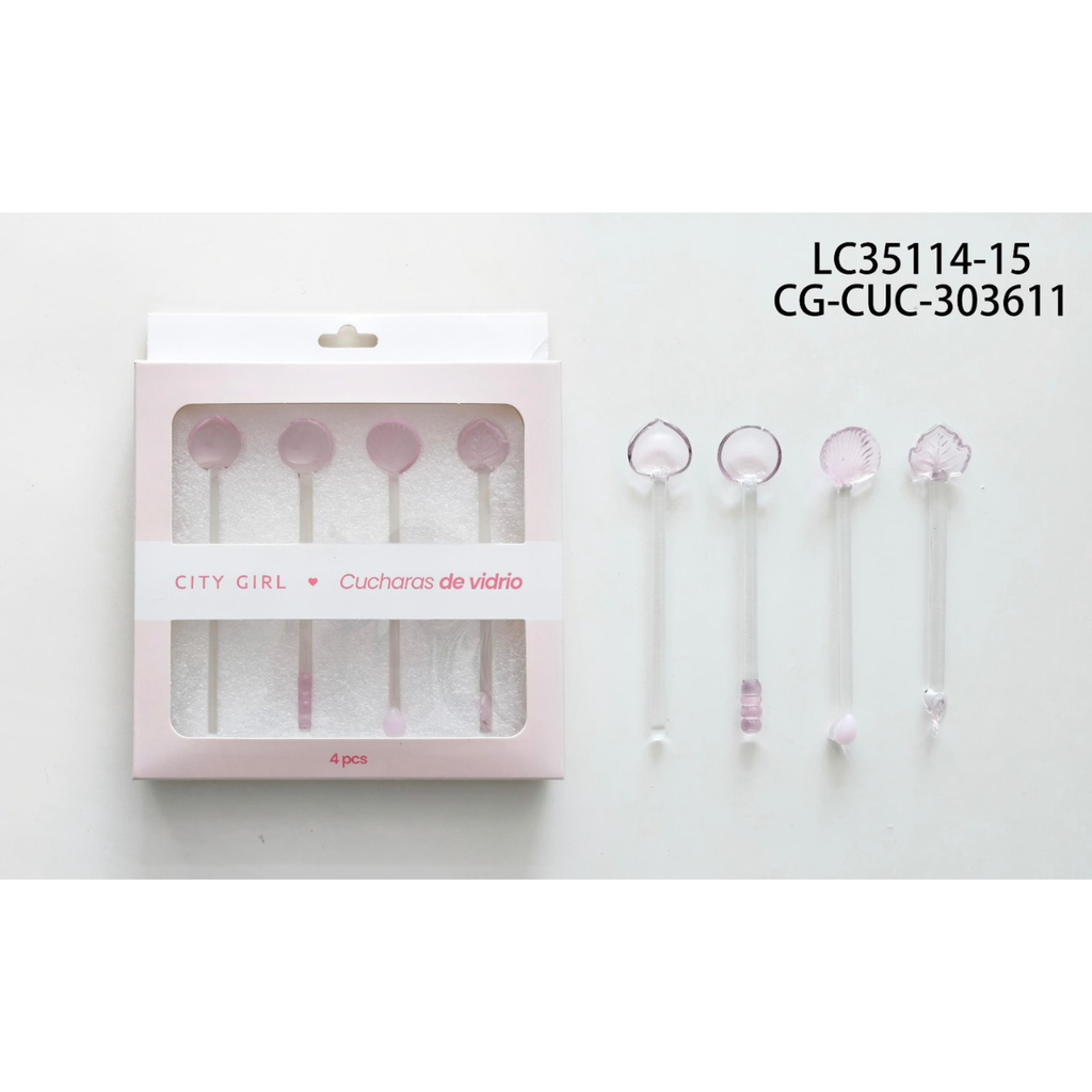 SET DE CUCHARITAS DE VIDRIO CITY GIRL – 4PCS