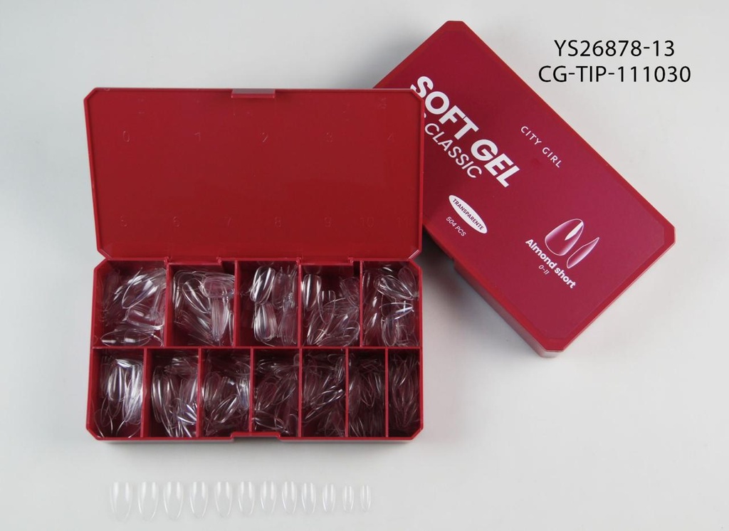TIPS CLASICOS SOFT GEL ALMOND SHORT 504PCS CITY GIRL
