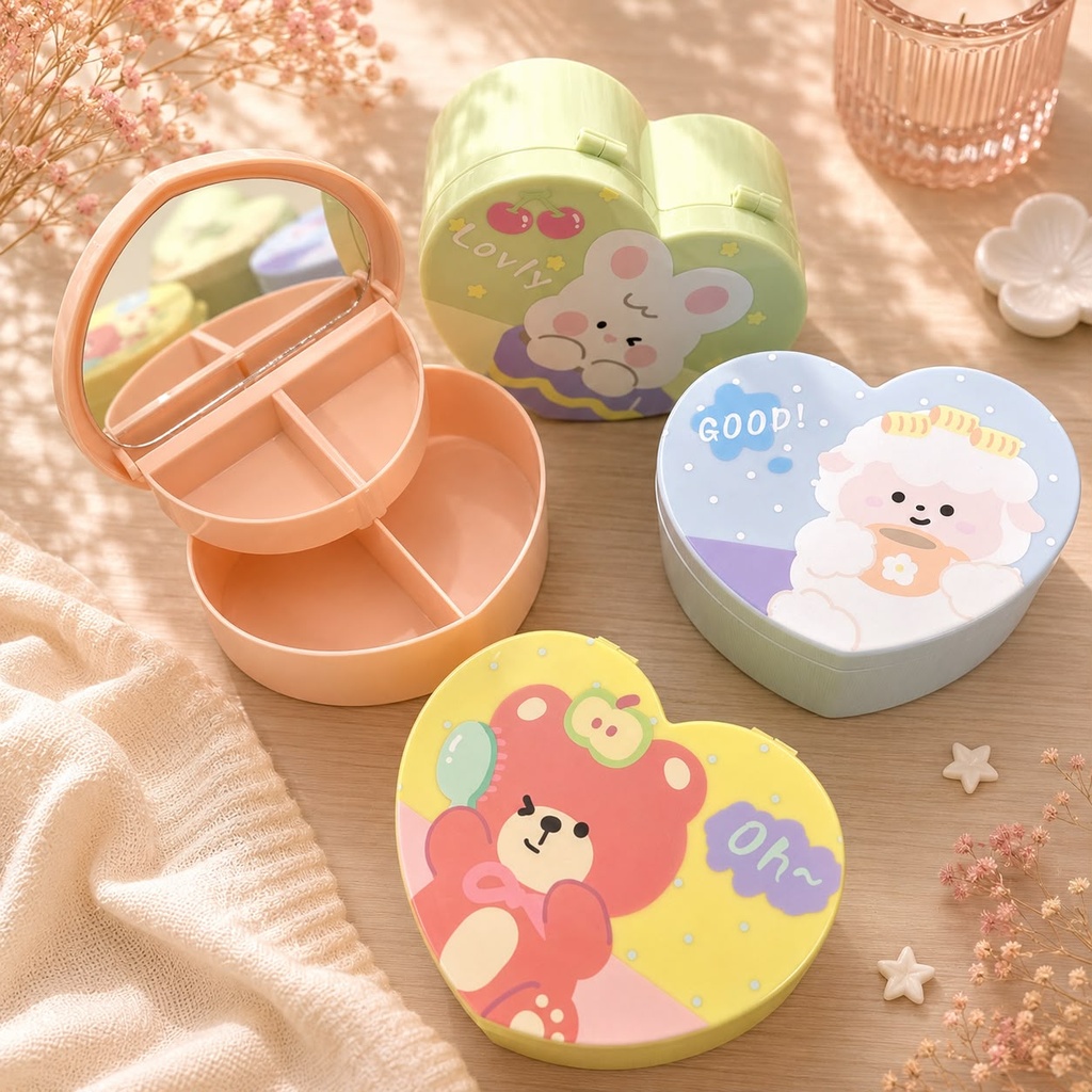 ALHAJERO INFANTIL DOBLE CORAZON CON ESPEJO X1U.